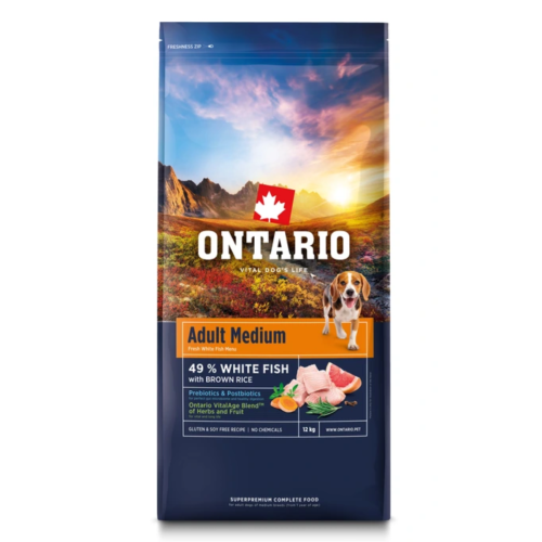 Ontario Dog Adult Medium Fish - 12 kg