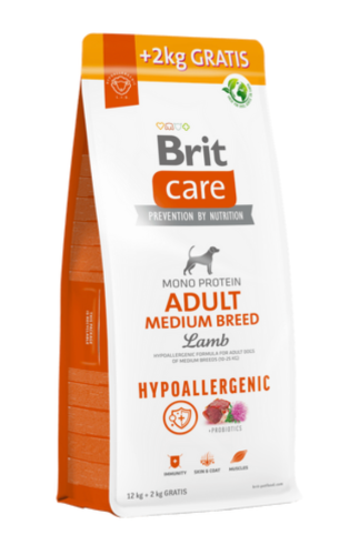 Brit Care Dog Adult Medium Hypoallergenic - 12 + 2kg GRATIS