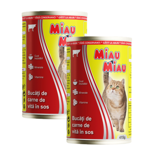 Meow Meow koncentrat wołowy dla dorosłych - 2 x 415 g
