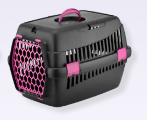Transporter 4DOG Deluxe 49x35x32,5cm - Czarny/różowy