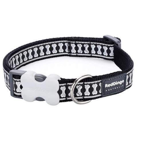 Obroża odblaskowa RedDingo Bones - 12 mm/20 do 32 cm