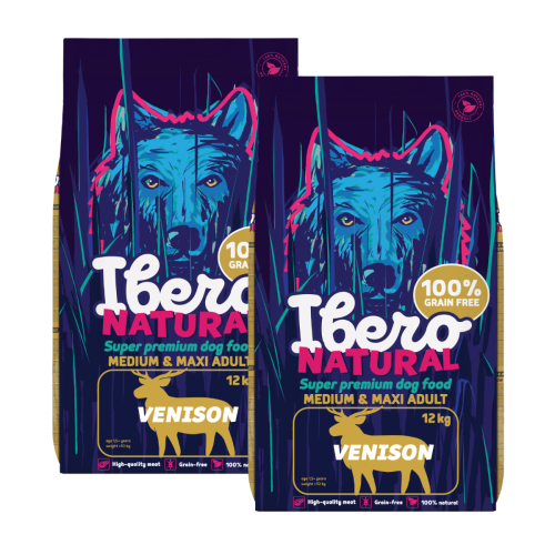 Ibero Grain Free Dog Medium & Maxi Adult Venison - 2 x 12 kg