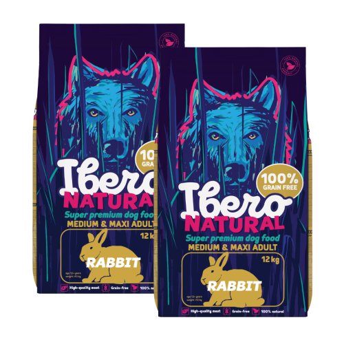 Ibero Grain Free Dog Medium & Maxi Adult Rabbit - 2 x 12 kg