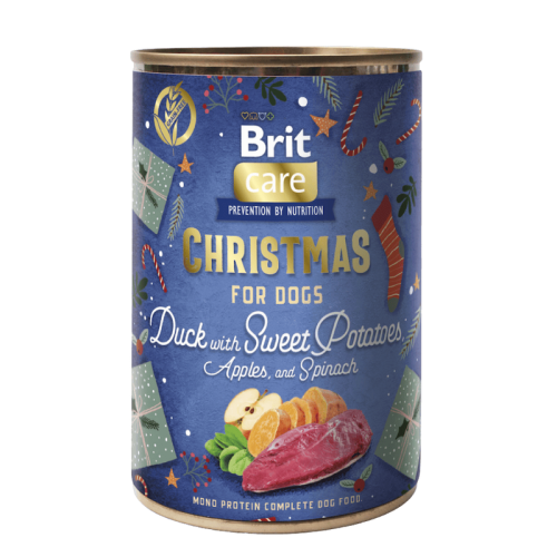 Brit Care Christmas Cons. Kaczka ze słodkimi ziemniakami, jabłkami i szpinakiem - 400 g