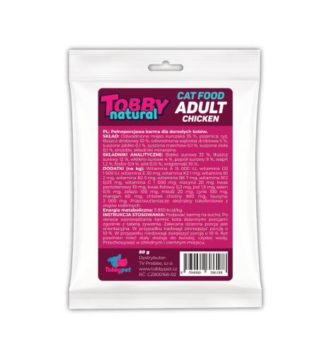 Próbka - Tobby Natural Cat Adult Kurczak - 80g