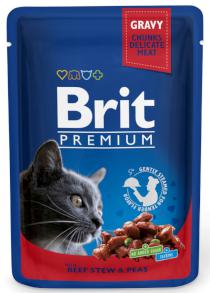 Brit Premium dla dorosłych w sosie 100g - gulasz wołowy z groszkiem