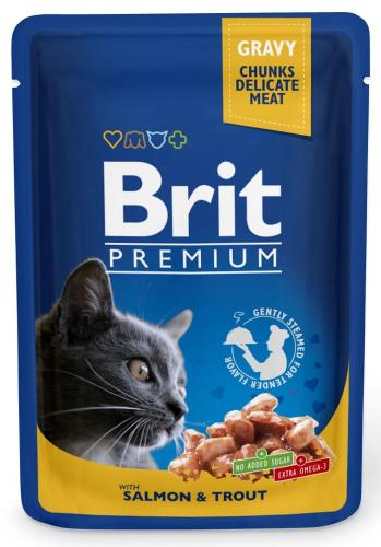Brit Premium dla dorosłych w sosie 100g - Łosoś i Pstrąg