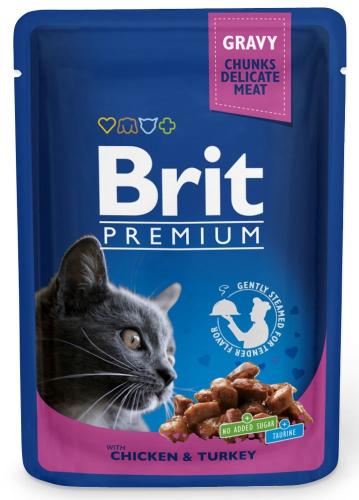 Brit Premium dla dorosłych w sosie 100g - Kurczak i Indyk