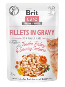 Brit Care Filety w sosie z delikatnym indykiem/pikantnym łososiem - 85g