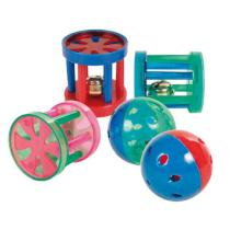 Zabawkowa piłka/cylinder Trixie z plastikowym dzwonkiem - 4,5 cm/4 cm